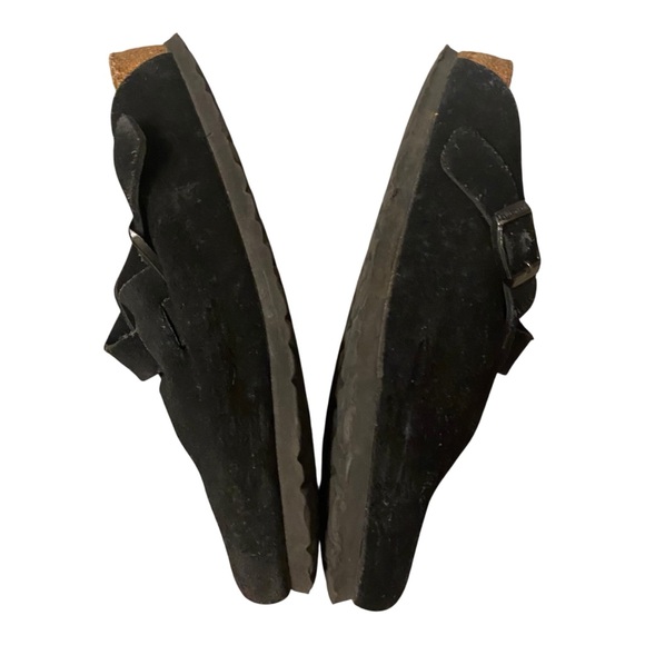 Birkenstock Boston Soft Footbed Clogs Sz 37 Suede Leather Black Regular - Picture 4 of 6